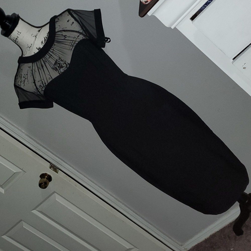 Black sexy midi dress